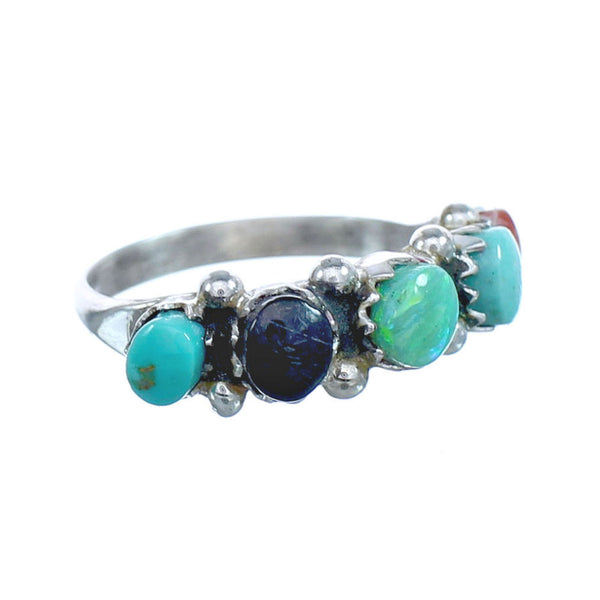Native American Zuni Multistone Sterling Silver Ring Size 4-1/4 JX122371